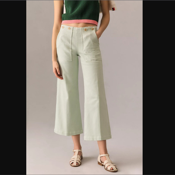 Anthropologie Kit Cropped High-Rise Wide-Leg Jeans -New 32 Waist - Picture 3 of 6